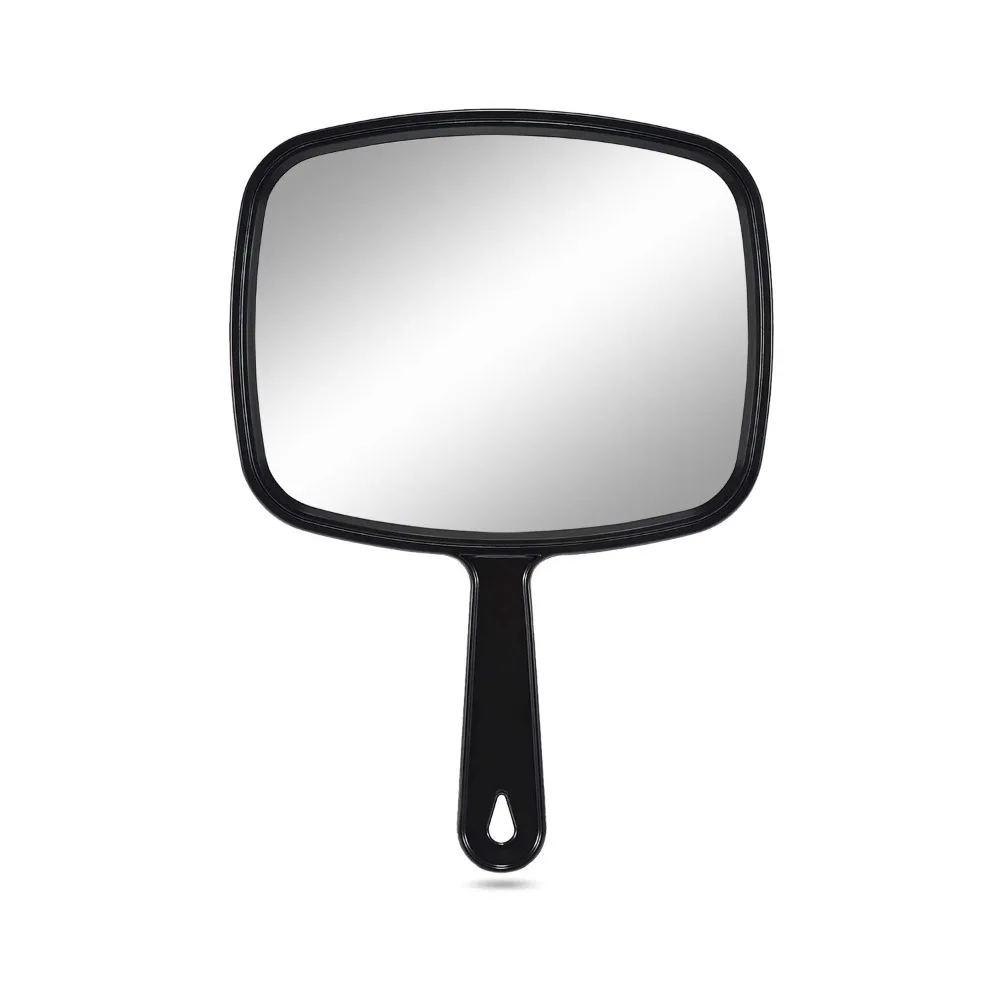 

Large hand mirror, salon barber, handheld mirror with handle (square black 10.3x7.4)