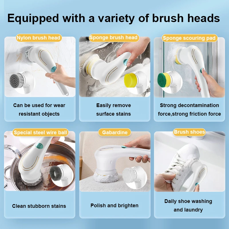 Handheld Electric Multifunction Dish Washing Brush Shoes Cleaner Tile Bathtub Kitchen Hoods Stove Cleaning Washer Dishwasher