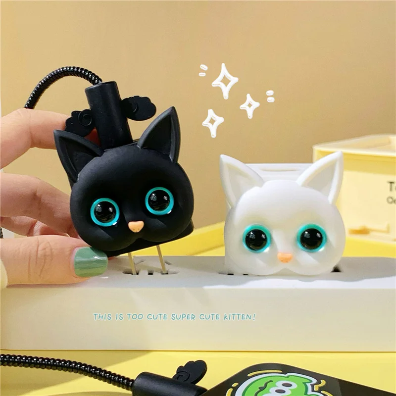 Cute Cartoon Cat Protector Organizer Data Line Management Charging Safe Winder For IPhone IPad 11 14 18W 20W Charger Protection