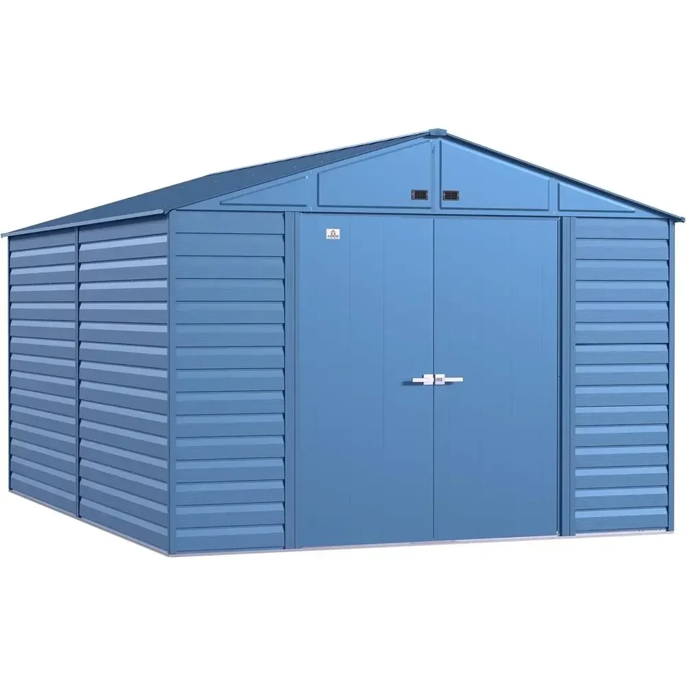 

Shed Select 10' x 14' Outdoor Lockable Steel Storage Shed Building, Blue Grey