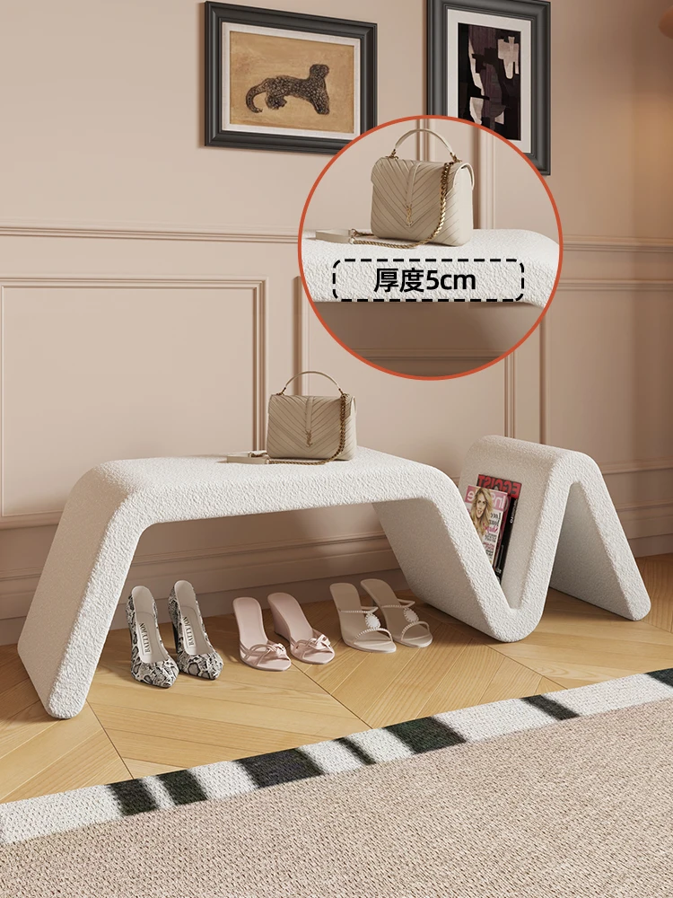 High-end villa entry shoe change stool door home clothing store integrated Italian light luxury designer bedside stool