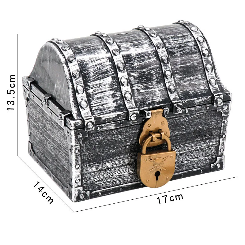 Pirate Treasure Chest Storage Box Jewelry Storage Box Pill Organizer Retro Treasure Trinket Keepsake Case Gift with Key Locks