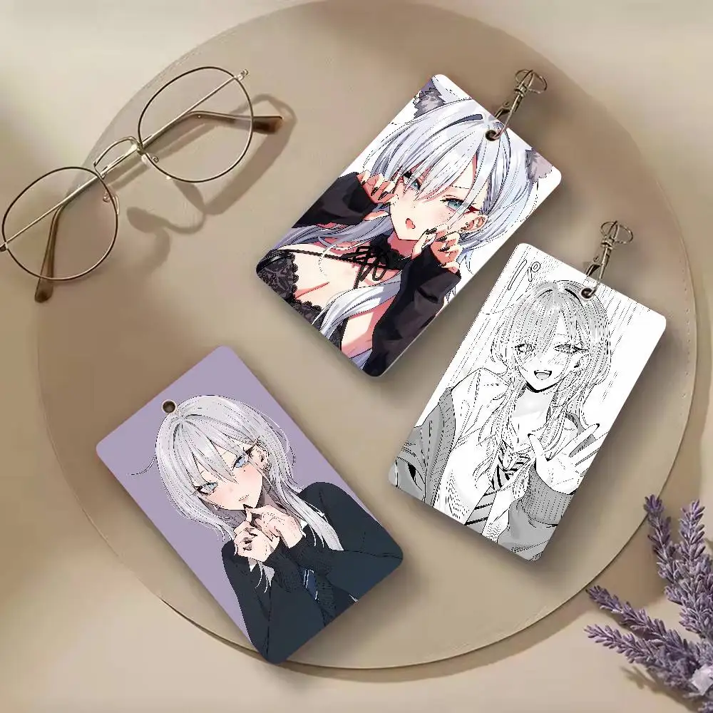 Kawaii Girl Haimiya Anime Rectangle ID Card Case Keychain Access Card Bag Key Tag Ring Leather Card Holder Key Ring Access