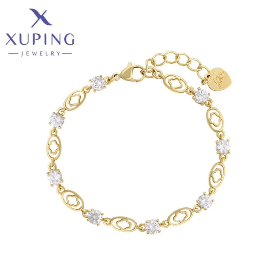 Xuping Jewelry Trendy Exquisite Elegant Geometry Shape Women's Bracelets Light Gold Color Birthday Christmas Gift X000937807