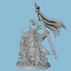 Figura guerrero medieval con bandera resina para rol y coleccionismo