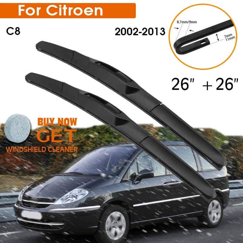 

Car Wiper Blade For Citroen C8 2002-2013 Windshield Rubber Silicon Refill Front Window Wiper 26"+26" LHD RHD Auto Accessories