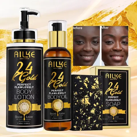 AILKE 24k Gold Flawlessly Body Oil, Natural Plant Oil For All Skin Type, Skin Moisturizer, Reduce Spots, Smoothing, Brightening