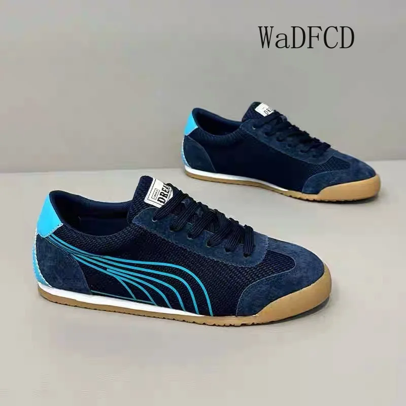 

Кроссовки, повседневные мужские дизайнерские кроссовки в стиле ретро, модная кожаная ткань, дышащая спортивная обувь на плоской подошве, легко подходящая обувь для вождения