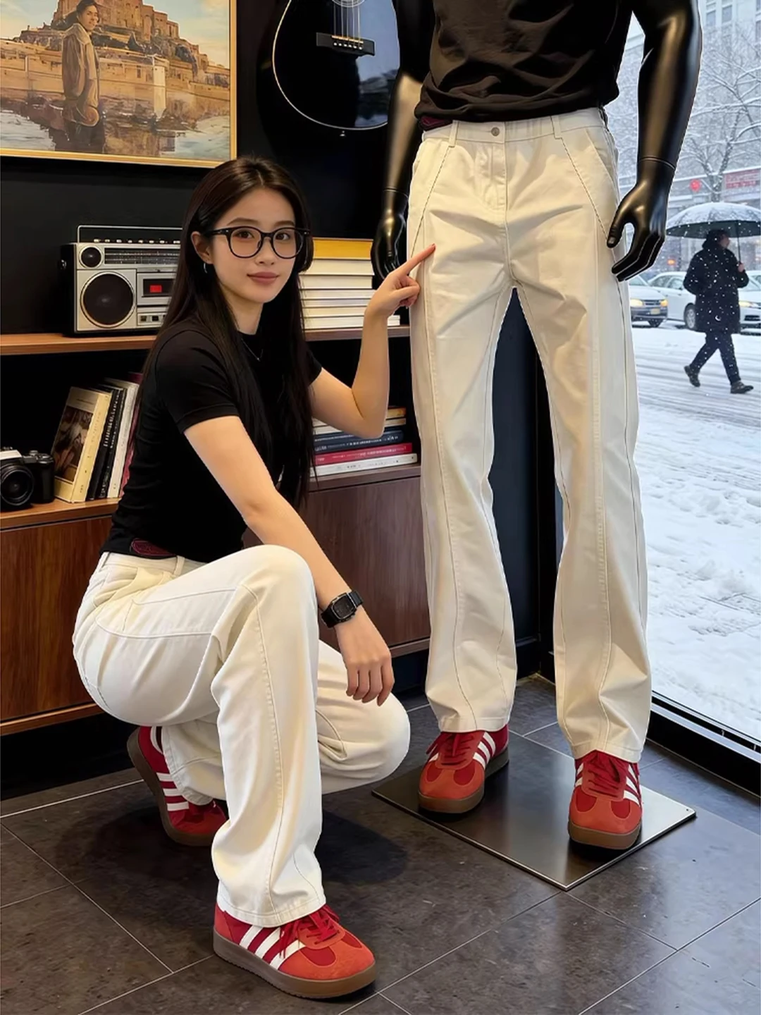 

Мужские белые джинсы American Sle с изогнутым кроем, прямые повседневные брюки для весны и осени, в стиле High Street, длинные штаны