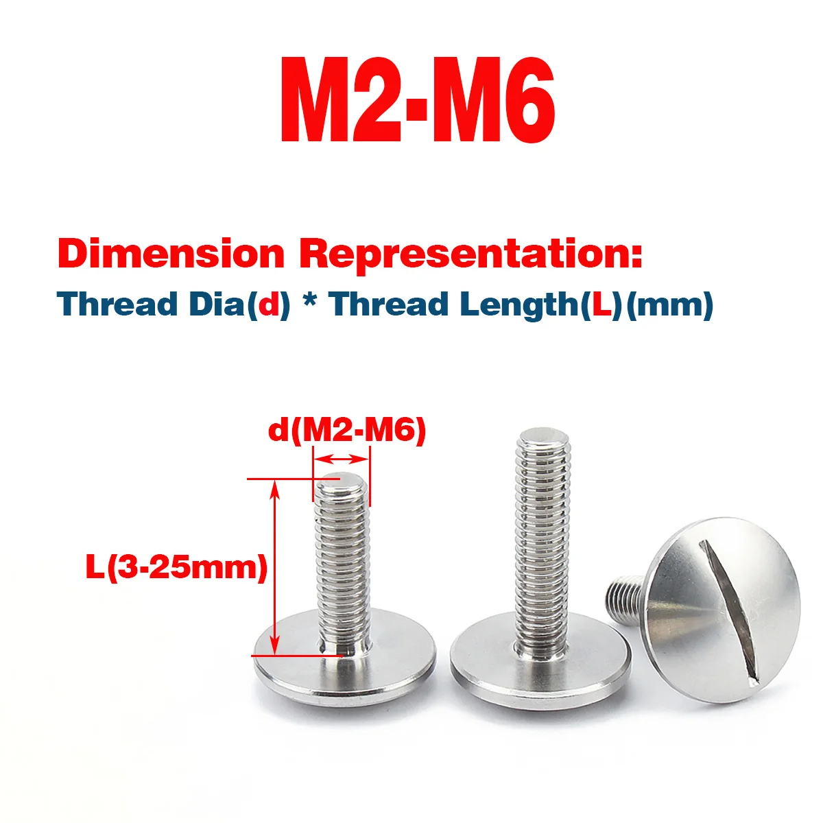 M2 M2.5 M3 M5 M6 304 Stainless Steel Machine Screws Slotted Large Cheese Round Dome Head Bolt