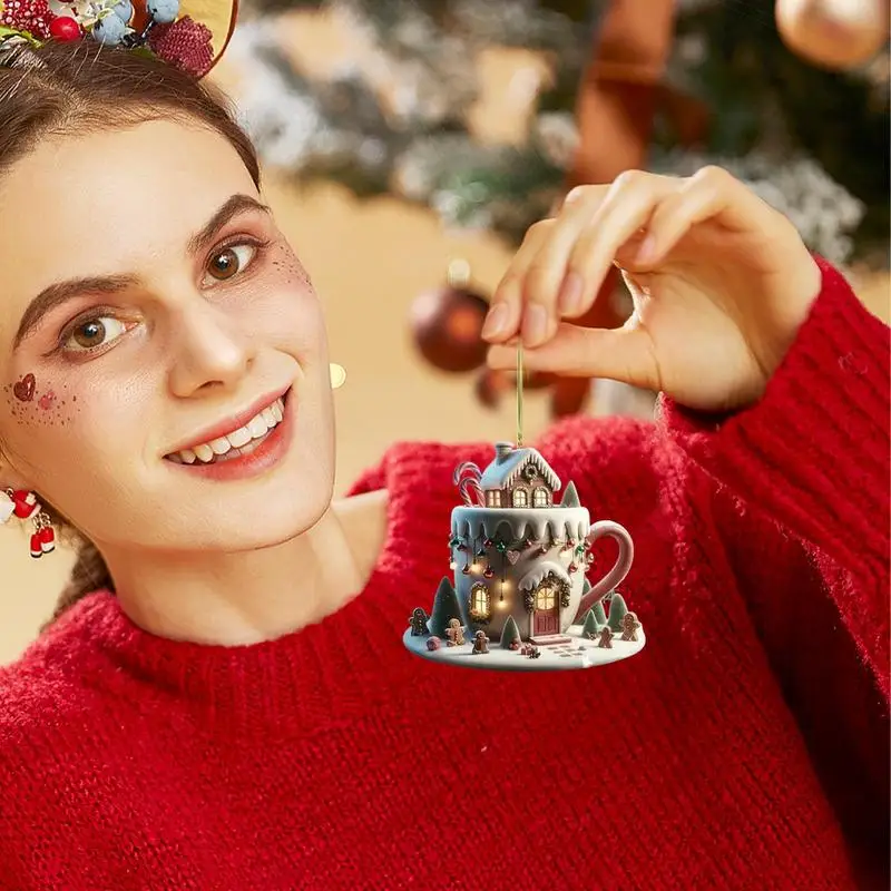 Украшения для кофейной чашки для рождественской елки, кофейная кружка, декоративные елочные украшения, 8 см/3,14 дюйма, подвеска в виде сумки, уникальное рождество