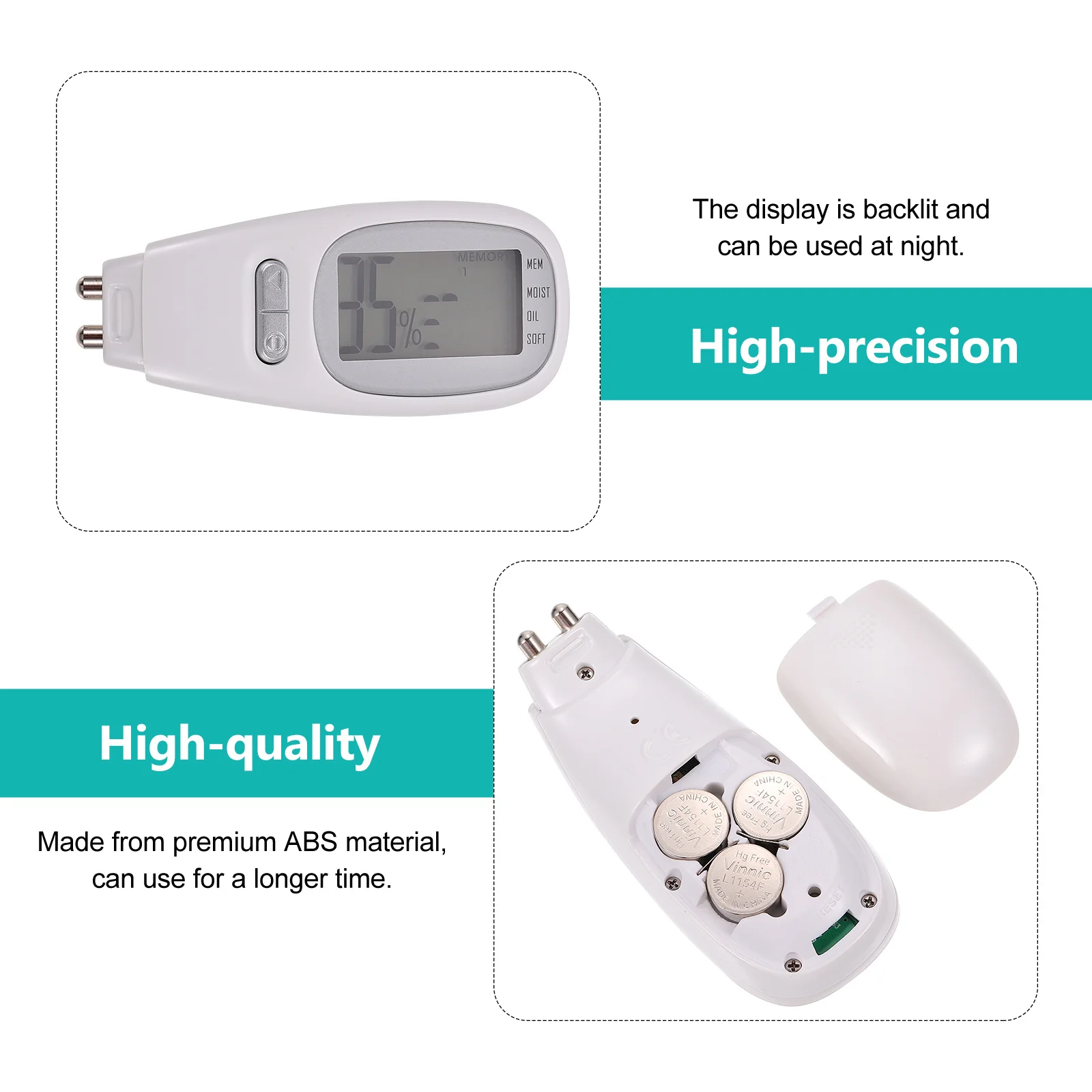 1Set Skin Moisture Tester High Digital Facial Moisture Meter Accurate Oil Analyzer Portable Skin Condition Tester Night Backlit