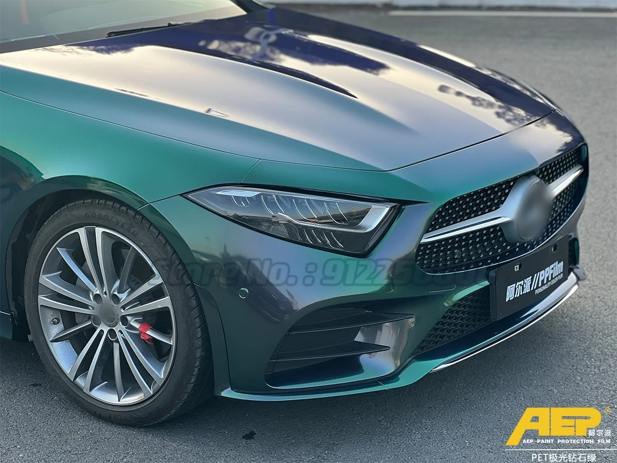 1.52x18M PET Aurora Diamant Green Metal color high quality Car Body Decorative Vinyl Wrap PPF Paint Protection Film for Car Body