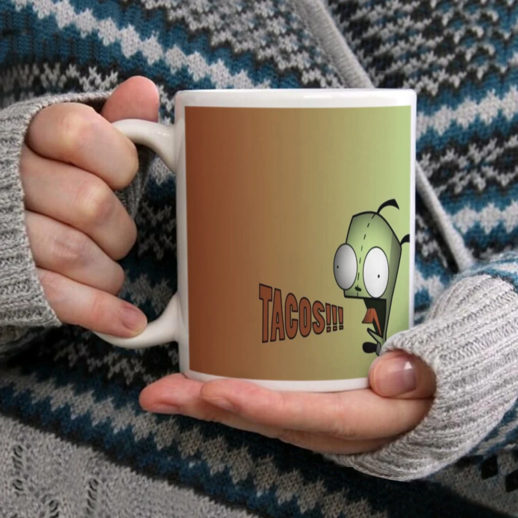 I-Invader Z-Zim Cartoon 11oz Afternoon Tea Mug Multifunctional Ceramic Coffee Mug Porcelain Coffee Cup Drinking Cup