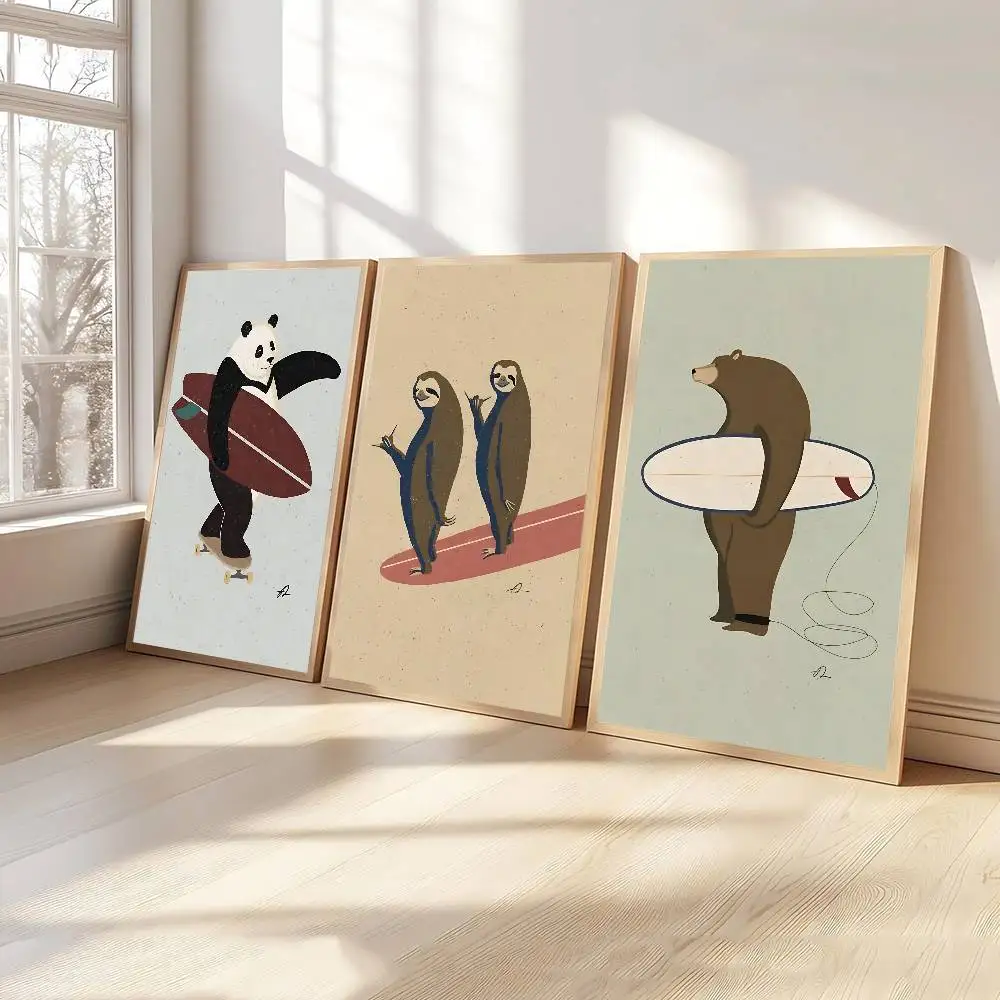 مضحك تصفح الكسل الدب الباندا زيبرا الثعلب ورق أبيض ملصق مقاوم للماء ورقة ملصق مقهى بار الجمالية الفن طلاء جدران