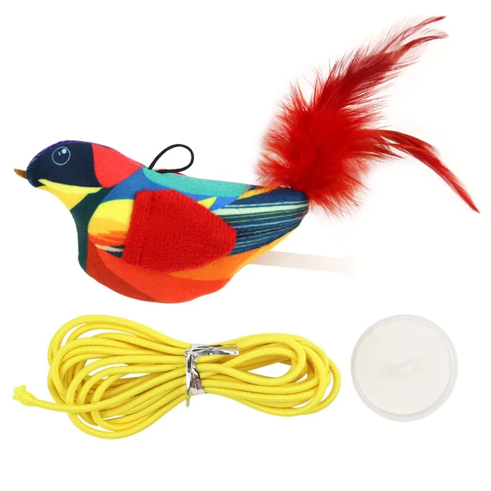 Electronic Interactive Bird Cat Toys Hangable Vivid Chirping Pet Simulation Bird Toy Relieve Boredom Touch-Activated