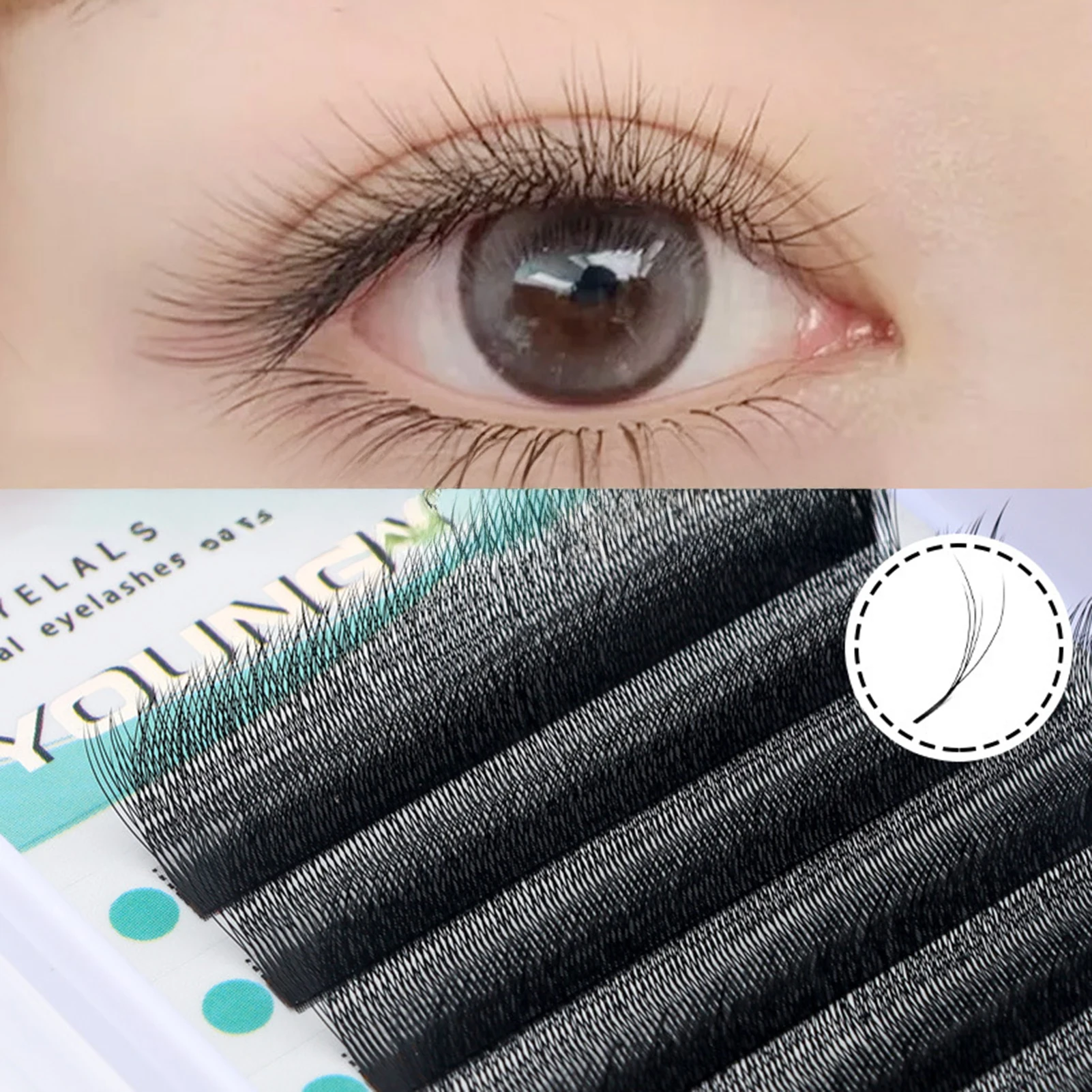 Weiche doppelschichtige falsche Wimpern 0,07 mm B+C Curl Voluminöse blühende Wimpernverlängerungen für natürliches Korea-Faux-Nerzwimpern-Make-up