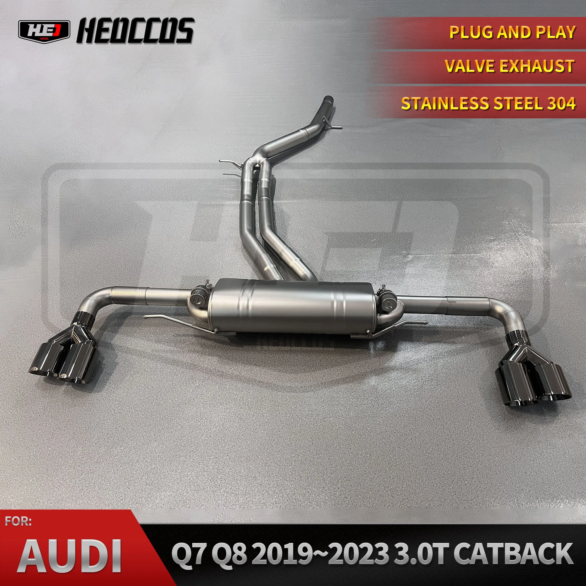 HEOCustom Valvetronic Catback Exhaust Pipe for Audi Q7 Q8 2021-2024 Stainless Steel Tuning Exhaust System Valved Muffler