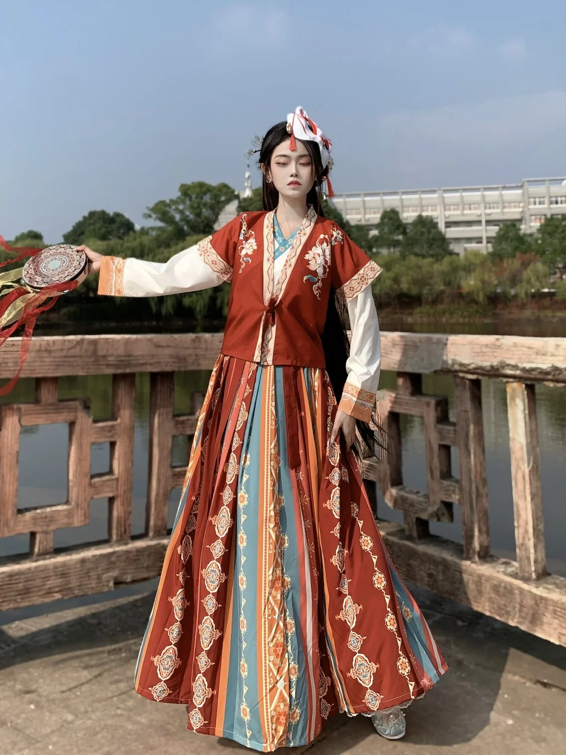 yestang-dynasty-hanfu-ethnic-tibetan-style-with-wei-jin-aesthetic-chinese-traditional-clothes-chinese-costume-set-women's-cosp