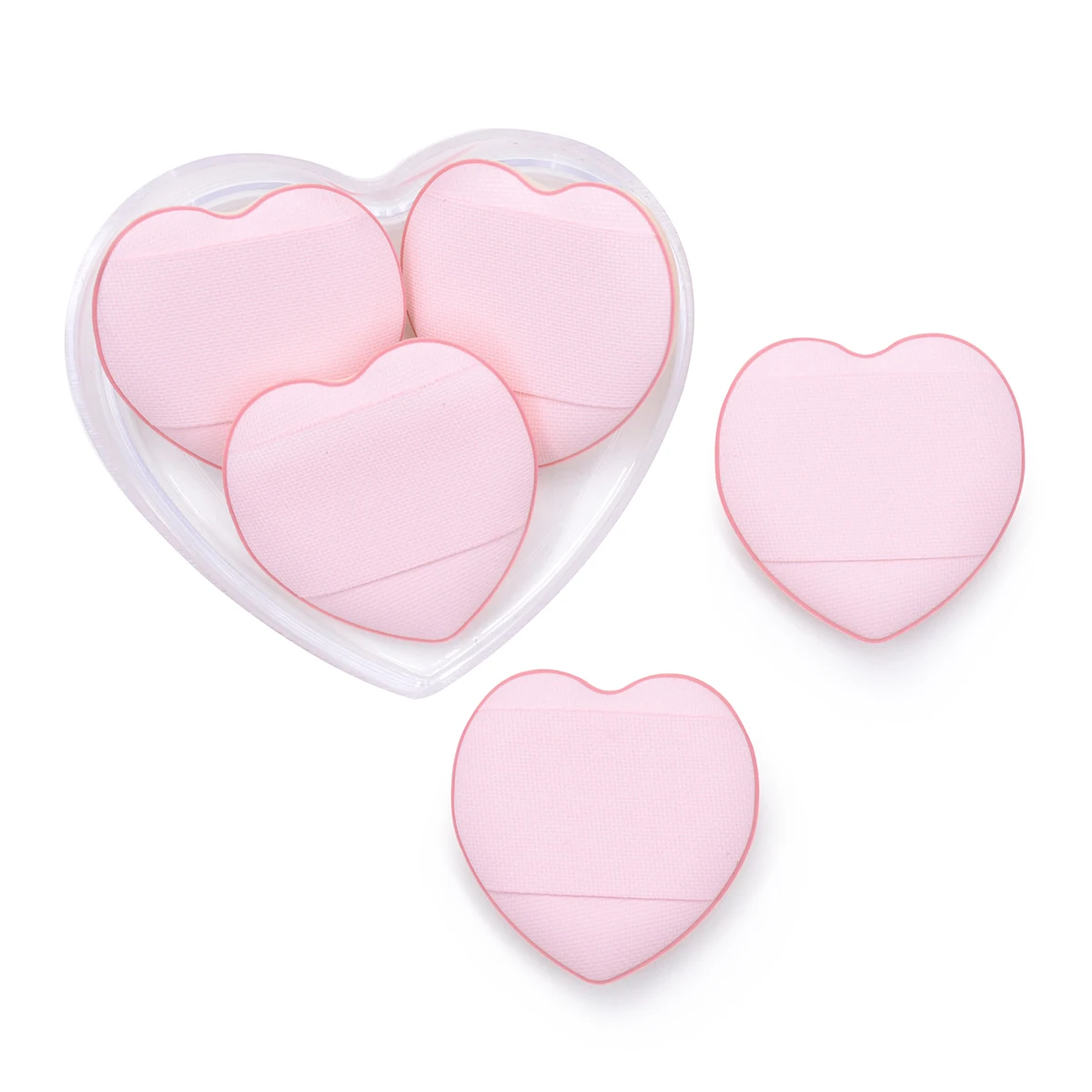 Mini esponja de maquillaje con forma de corazón para dedo, cojín de aire pequeño, estuche de esponja en polvo, corrector facial, crema BB, cosmética, belleza, 5/10 Uds.