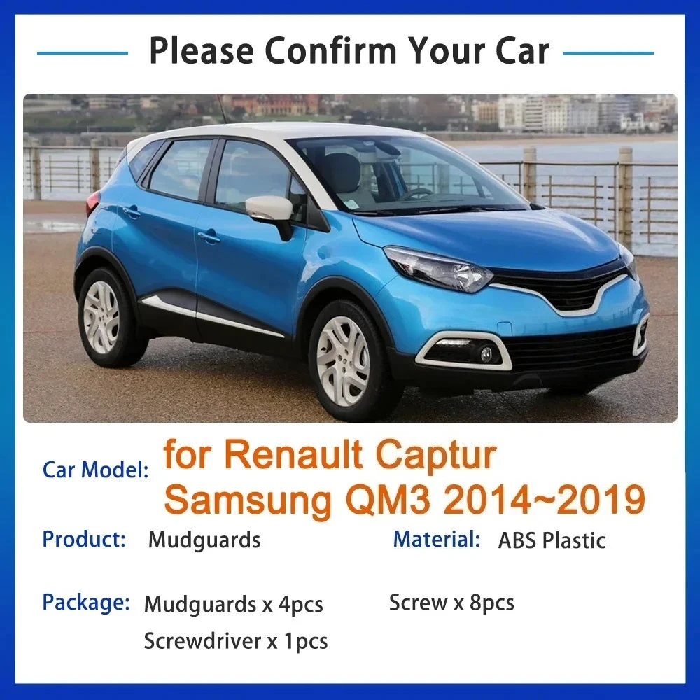 4PCS Car Mudguards Splash Front Rear Wheels Fender Accessories For Renault Captur Samsung QM3 J87 2014-2019 2018 2017 2016 2015