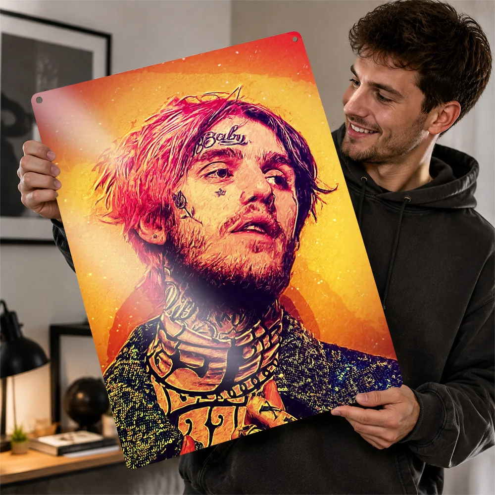 Lil Peep Red Haired Portrait Aluminum Poster Painting Style Wall Art For Music Studio Customized Metal Sign Concertgoer Gift