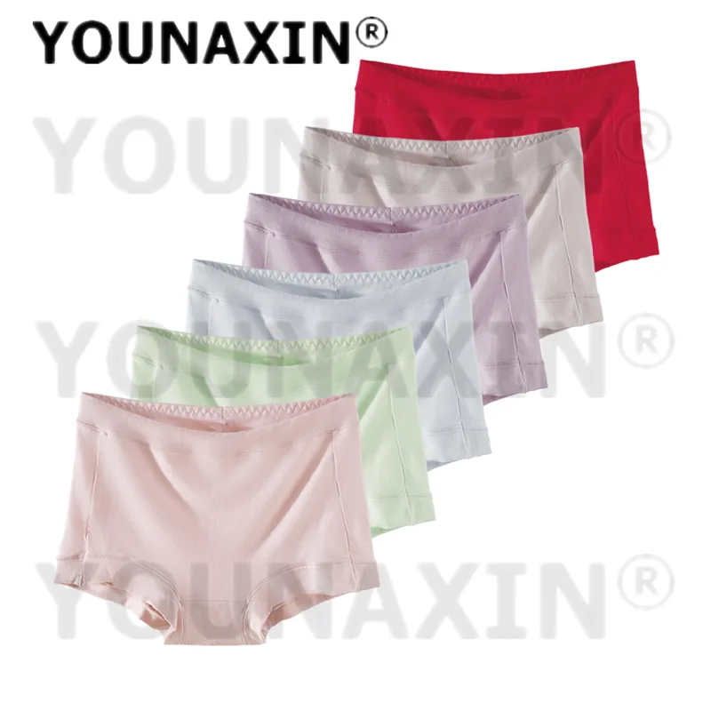 

YOUNAXIN 6 шт. Женские трусы-шорты с высокой талией больших размеров из модала, дышащие, XL 2XL 3XL 4XL 5XL 6XL