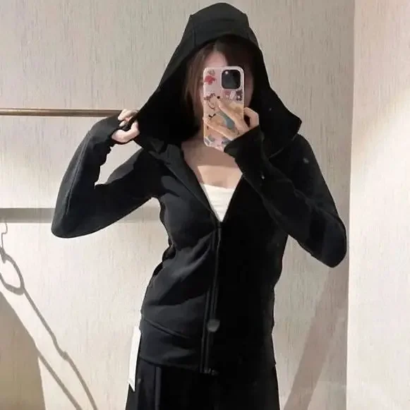 Schwarzer Kapuzenpullover 2025 Damenbekleidung mit Reißverschluss, schmal geschnitten, Y2k-Jacken, lässige Mode-Sweatshirts, Oberteile, Ropa Mujer – Detail 30