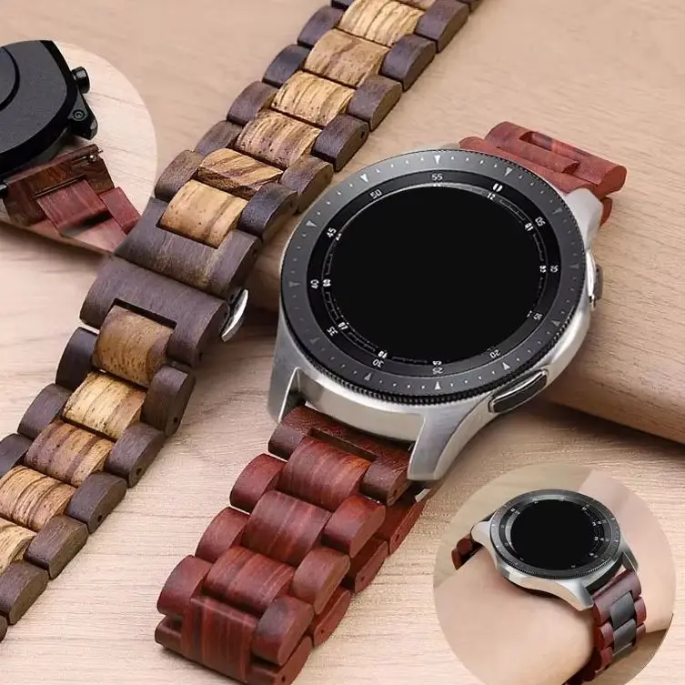 20mm 22mm Wooden Watch Band for Seiko for Omega for Rolex Sport Wrist Band Replacement Bracelet for Huawei Watch GT2e Pro Strap