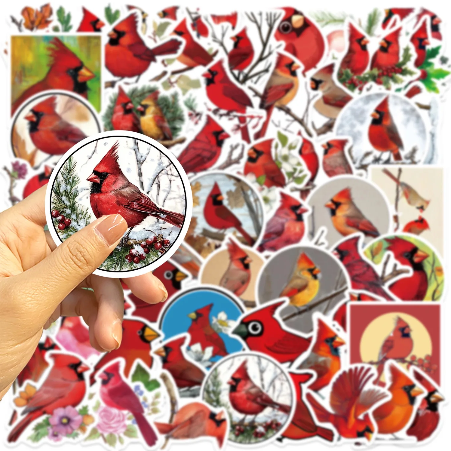 

10/56pcs Northern Cardinal Bird Cartoon Stickers Aesthetic Decals DIY Stationary Notebook Car Motorcycle Laptop Kid Sticker Toy