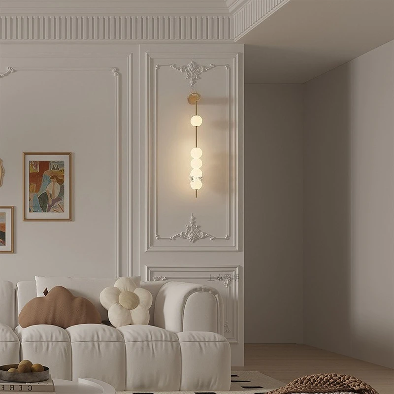 Cream Style Pearl Wall Light Bedroom Living Stairway Hallway Decorative Sphere Sconce LED Home Decor Nightstand Lamp Fixture