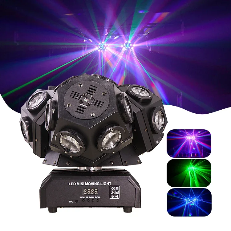 Three Heads Beam Moving Head 18pcs Creep Lamp Bar Ktv disco Stage Lighting Led Dj Equipment Laser Light 200W