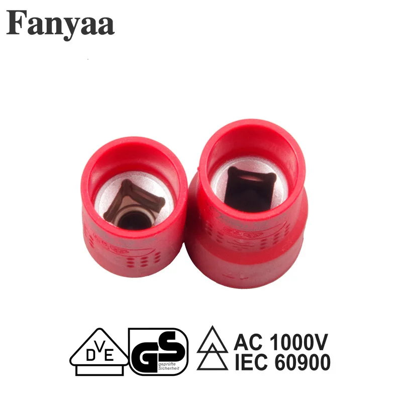 Fanyaa VDE Nut Insulated Sockets Spanner 3/8 Ratchet Head Sleeve Socket Connector Hexagon Metric 6-24mm Wrench Adaptor 1000V