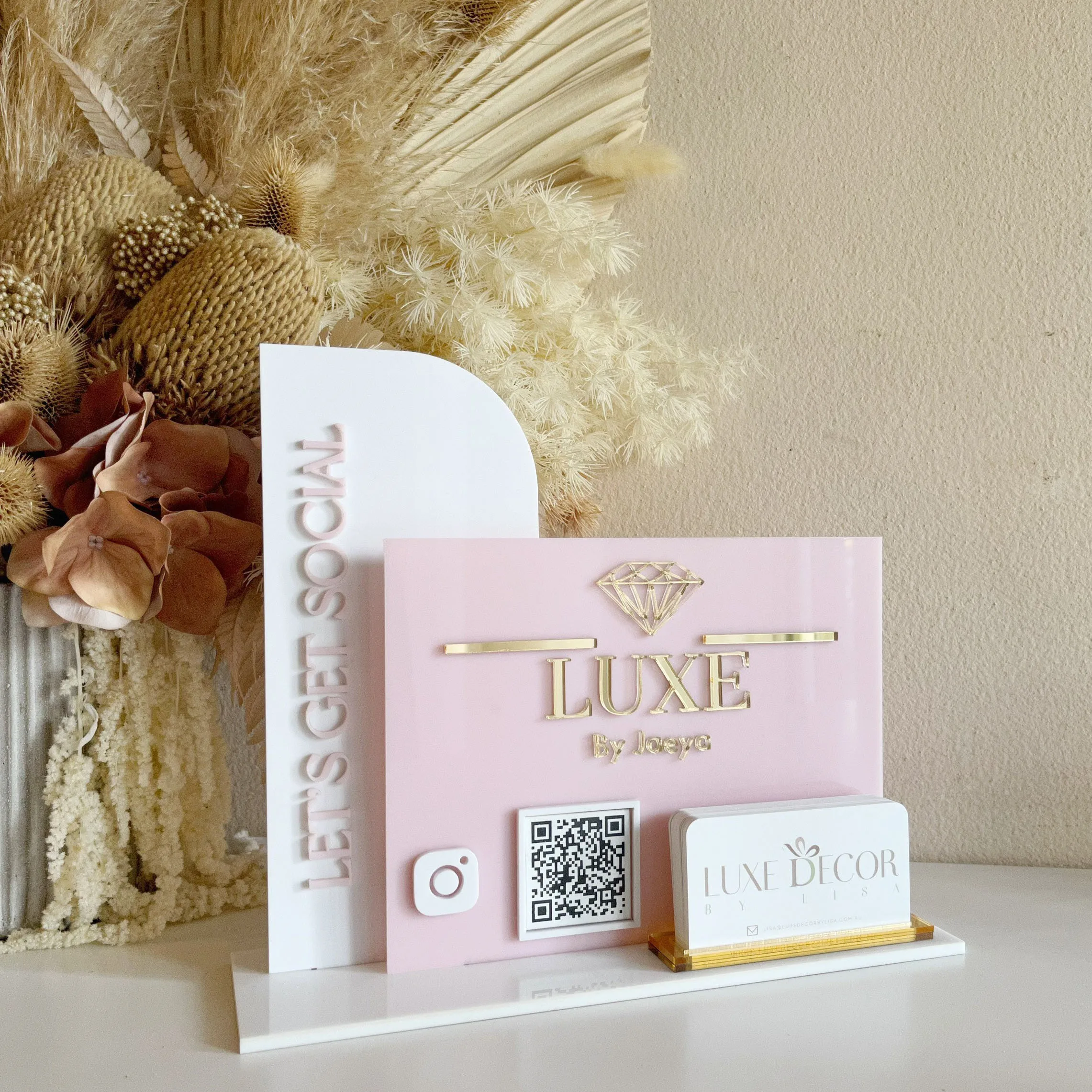 Personalized Multi QR Codes Sign Custom Logo Text Acrylic Stand for Small Businesses Payment Menu Gain Followers Hotel Reception