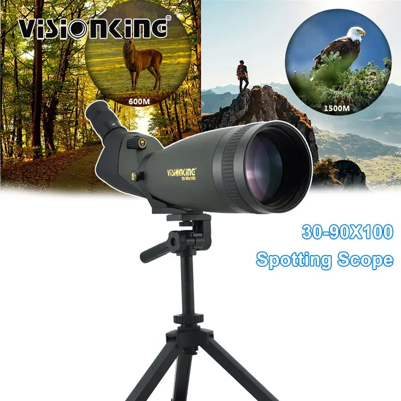 Visionking 30-90x100 Powerful Spotting Scope FMC BAK4 Prism Waterproof Target Camping Birdwatching Equipment W/ Tripod Telescope