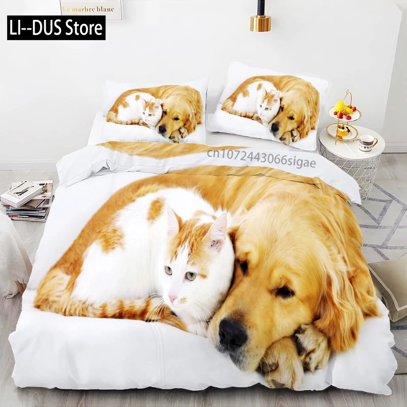 

Brown Golden Retriever Duvet Cover Twin Animal Pattern Bedding Set 3 Piece, Comfort Comforter Cover And 2 Pillowcases Full Size