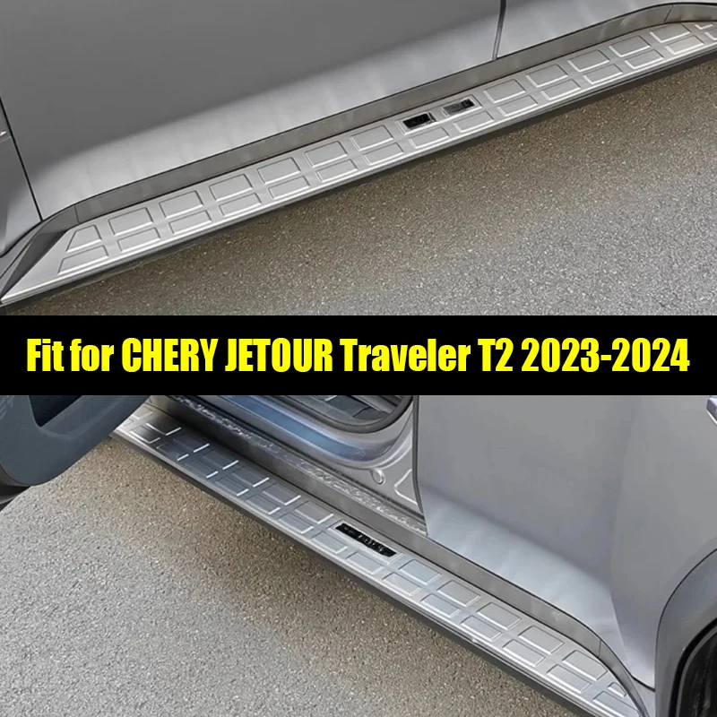 Car Side Step Cover Panel Sticker Suitable for CHERY JETOUR Traveler T2 2023 2024 Stainless Steel Door Sill Strip Car Trim Parts