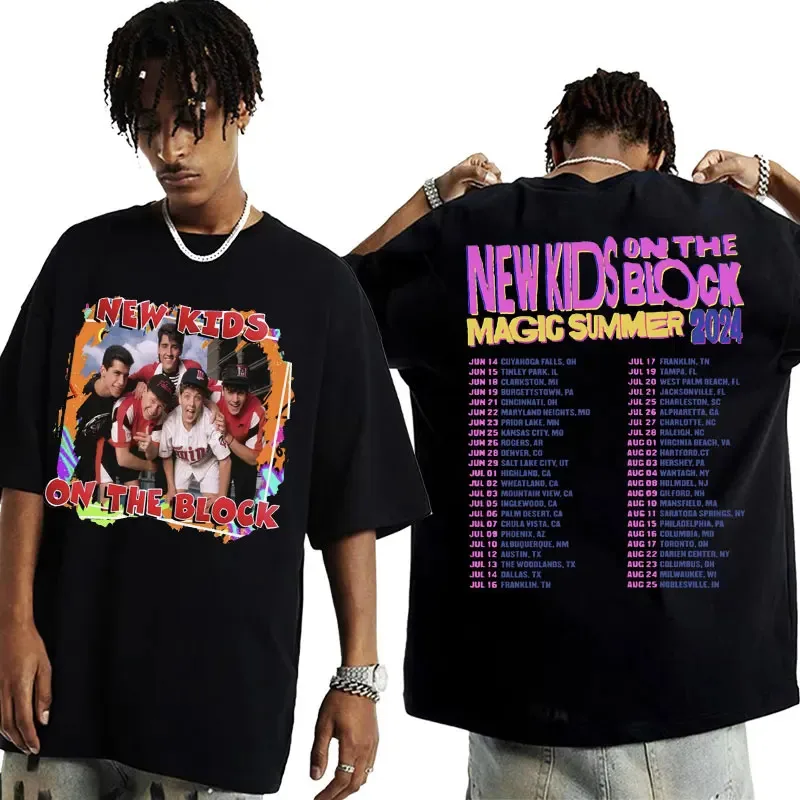 Rock Band NKOTB The Magic Summer Tour 2024 T Shirt New Kids on The Block Fan T Shirts Men Women Hip Hop Oversized Cotton T-shirt