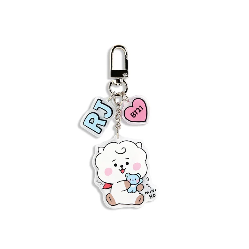 BT21 New Keychain Kawaii Anime Cute Cartoon Acrylic Keychain Ornament Key Bag Pendant Clothing Accessories Gift