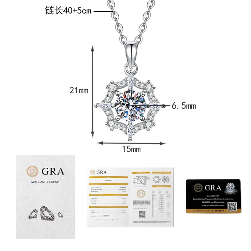 ZFSILVER Trendy Fashion Fresh s925 Silver Color D White Moissanite Dream Catcher Necklace Charms Women Party Jewelry Gifts XL380 2