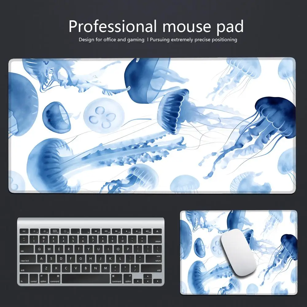

HYBXAXC Jellyfish Desk Mat Anime Aesthetic Mouse Pad Space Ocean Purple Gaming Deskmat Rgb Led Light Glow Big Long Mousepad