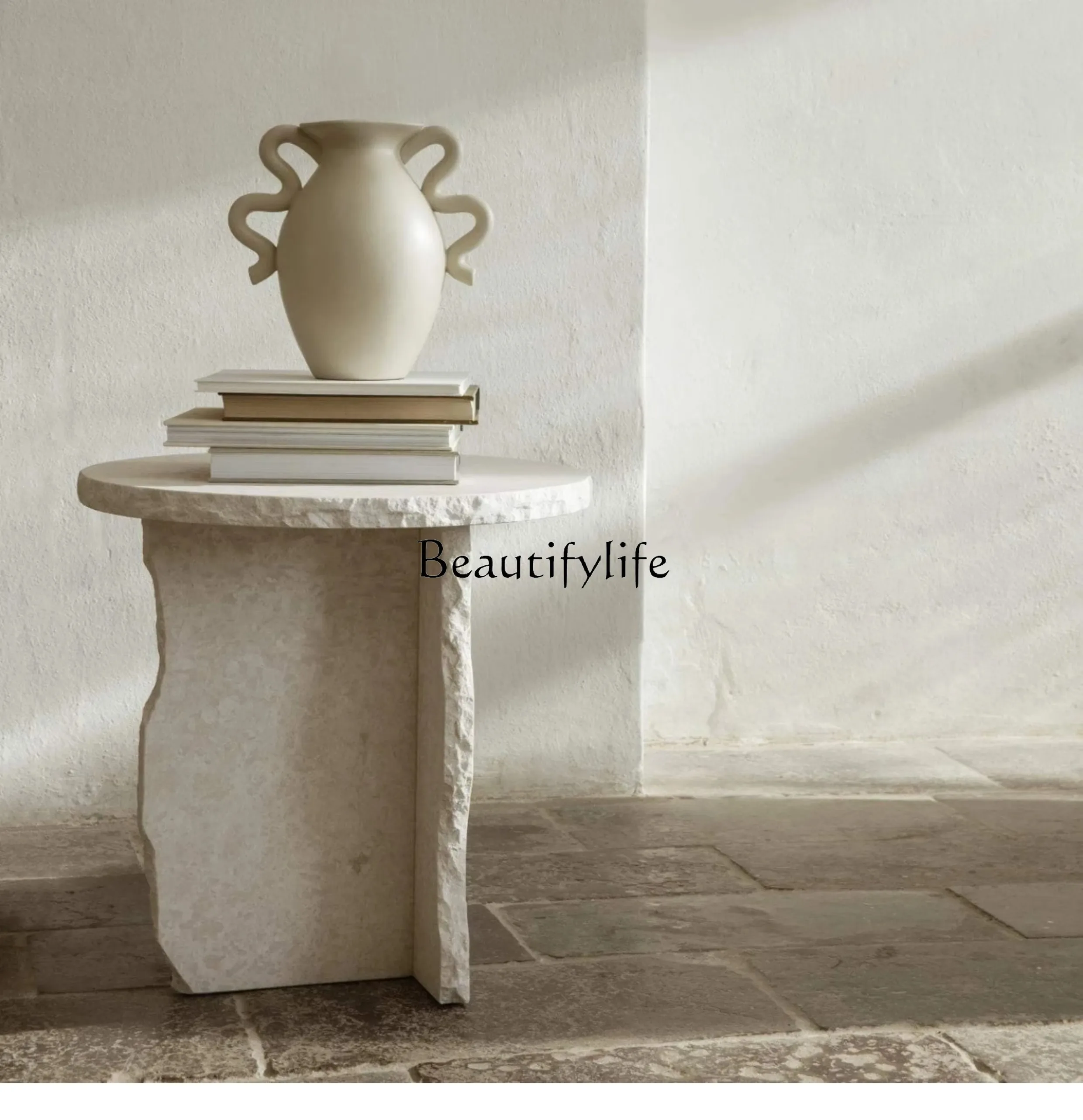 -*Nordic designer light luxury broken effect natural cave stone edge few wabi wind living room sofa coffee table