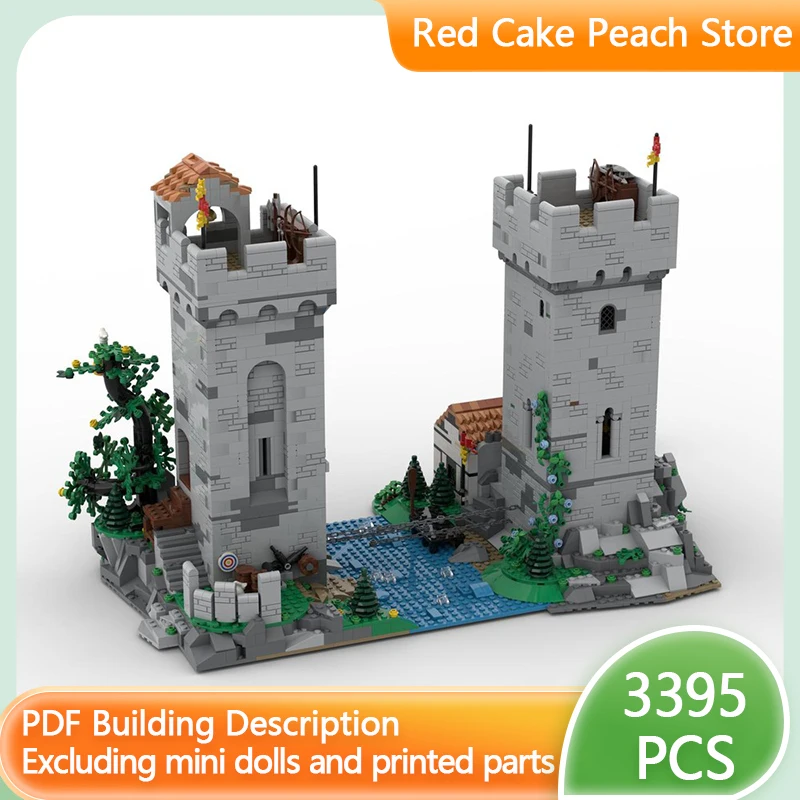 Modelo Medieval Street View, ladrillos de construcción MOC, torre de cadena de hierro, tecnología Modular, regalos, vacaciones, montar, juguetes para niños, traje