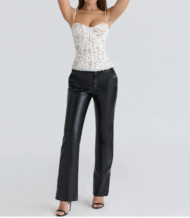 مشد نسائي مثير أنيق من الدانتيل مُزين بالزهور بوستير 2025 جديد بسحاب جانبي خلفي جلد علوي أنيق متعدد الاستخدامات مطرز قصير للحفلات الليلية #6