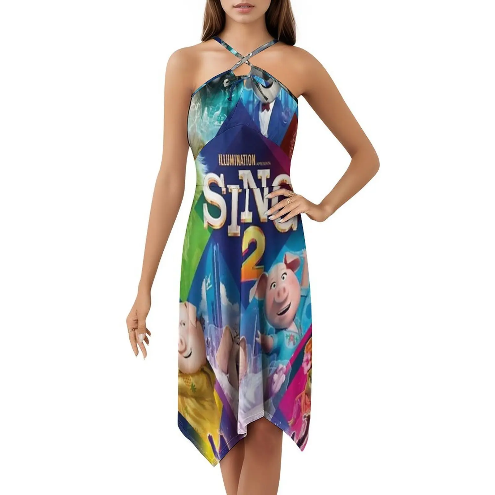 映画シング 2 韓国風カジュアルドレス女性用シンプルデイリーオフィスレディドレス映画アニメーションかわいいロックスター歌シング