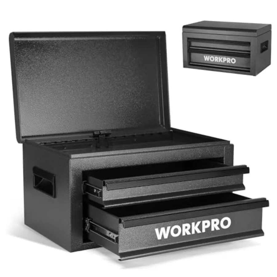 

Metal Tool Box with 2 Drawers and 1 Top Storage Heavy Duty Portable Tool Box with Handle for Garage Office and Home Up To 85 LB