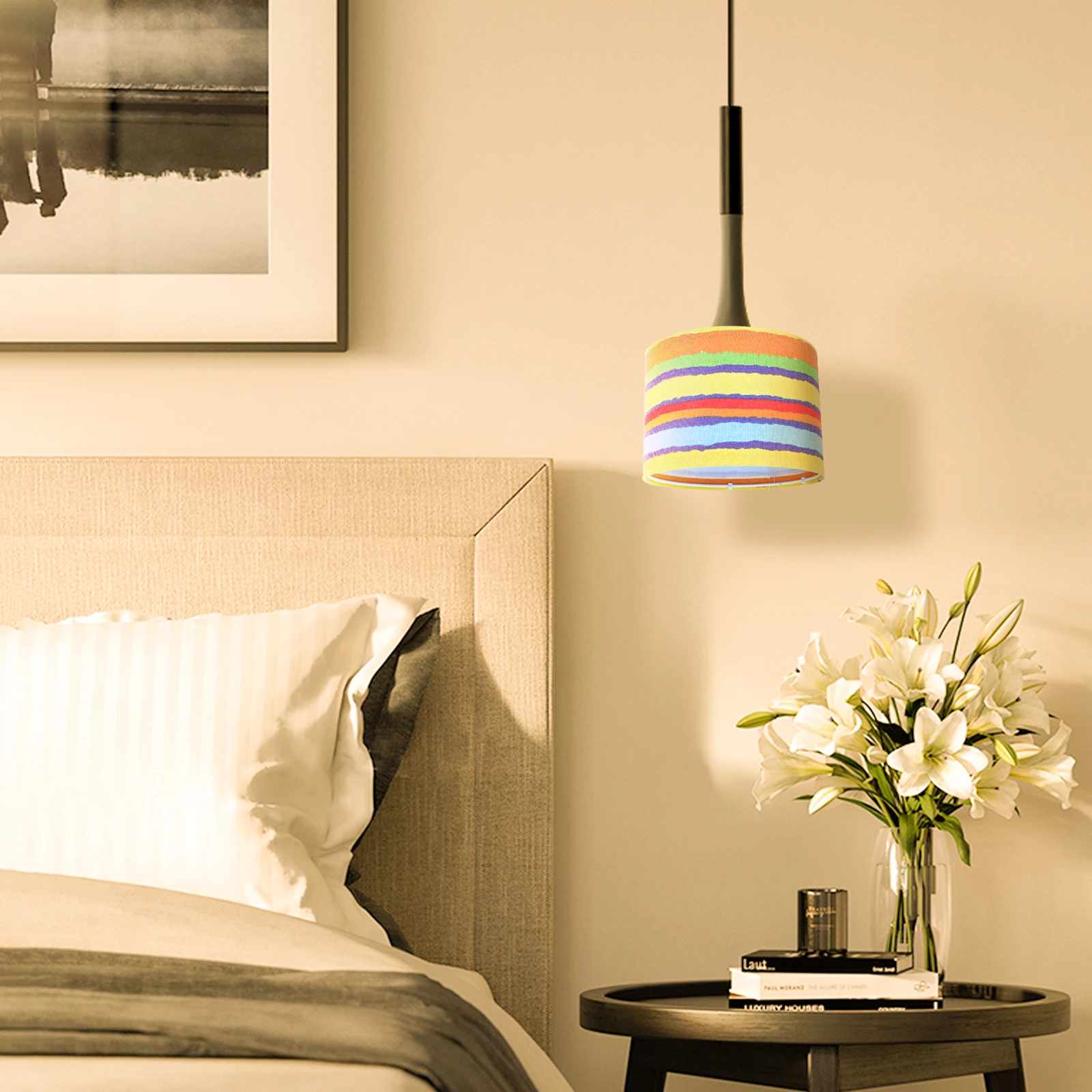 

Lampshades for Ceiling Lights Cloth Cover Colorful Fabric Small Decorative Travel