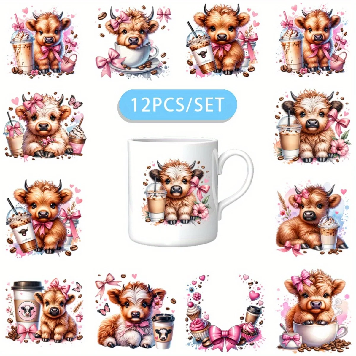 12PCS/SET Pink Coff…