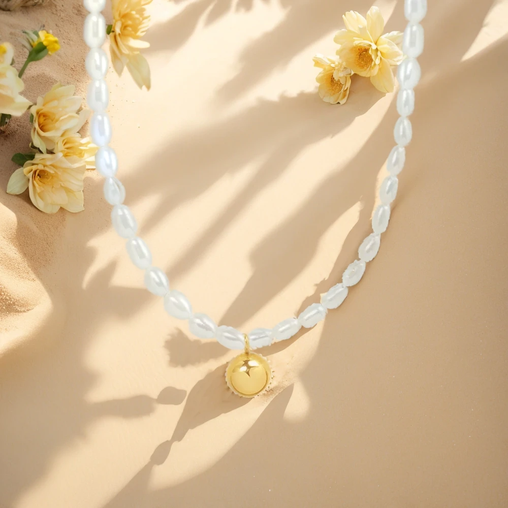 

Women's Necklace Ins Style Natural Freshwater Pearl Steel Bead Pendant Collarbone Chain Stainless Steel Fashion Jewelry