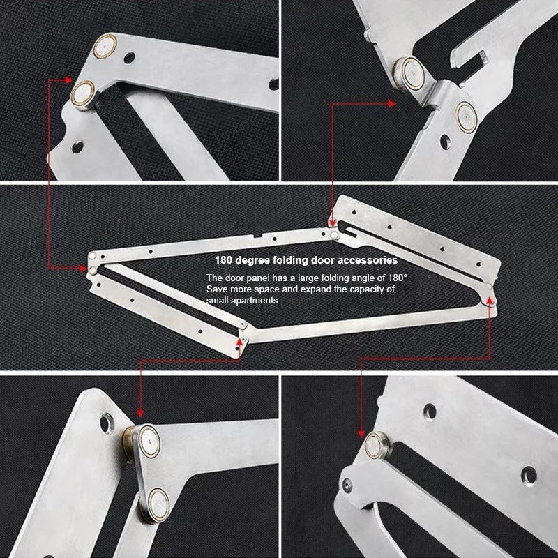 Ferramenta per porta pieghevole in acciaio Ferramenta per porta pieghevole esterna in legno 180 - Set di ferramenta per porta pieghevole
